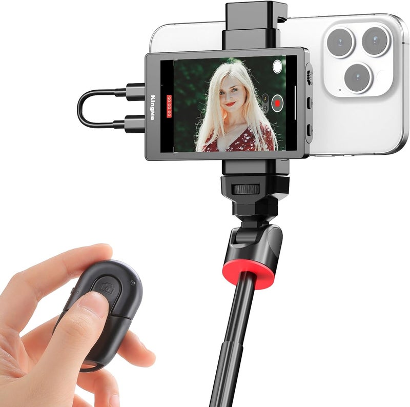 KingMa Selfie Monitor Screen for iPhone, 4K 30fps Vlog Screen with Bluetooth Remote Wired Rear Camera Magnetic Phone Vlog Selfie Monitor Screen for Vlog Live Stream & TikTok - Image 1